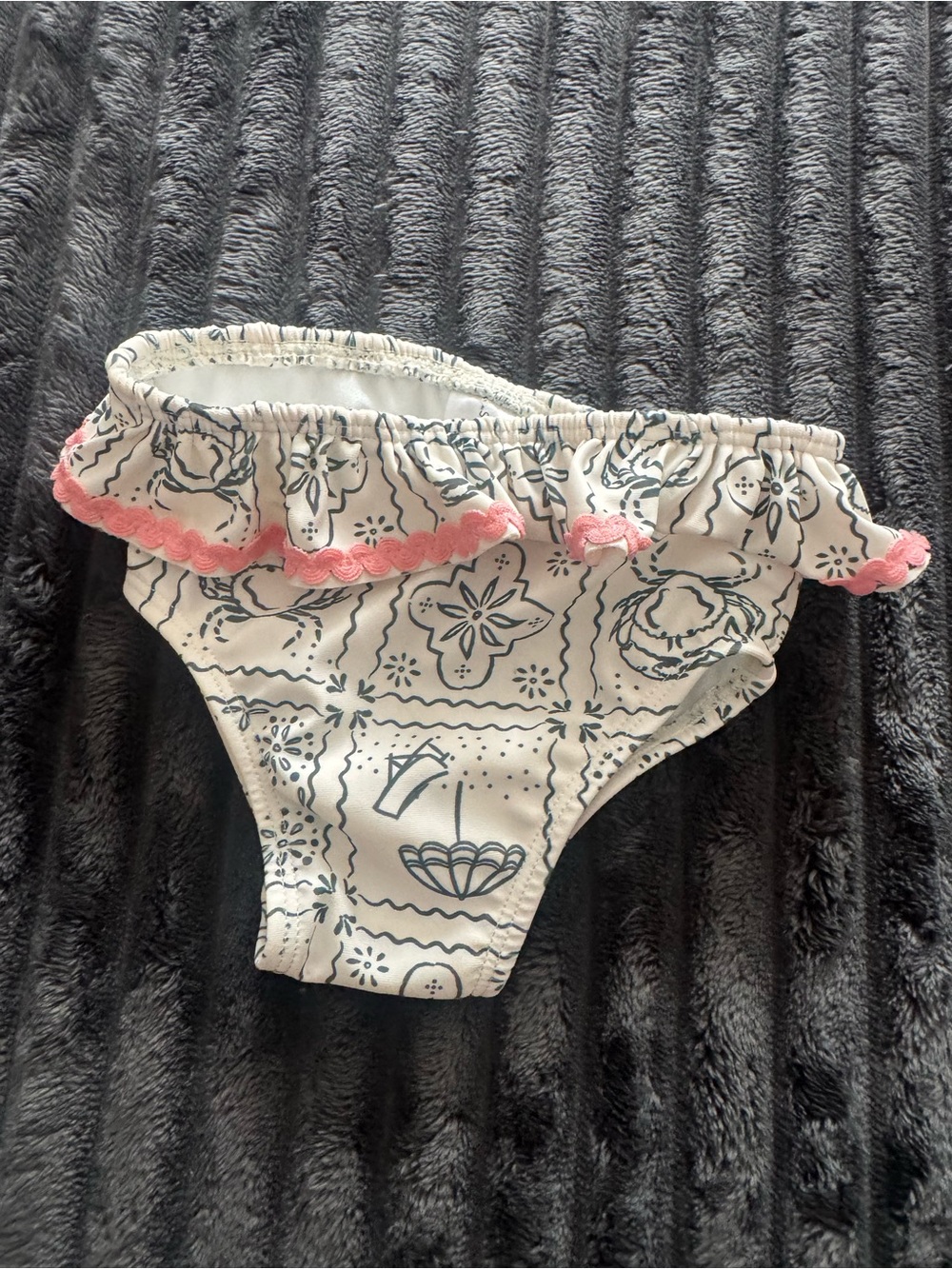 Girls White & Pink Ruffle Swim Bottoms